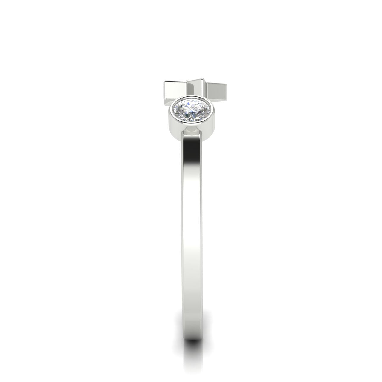 Bezel Set Open Moon And Star Moissanite Ring