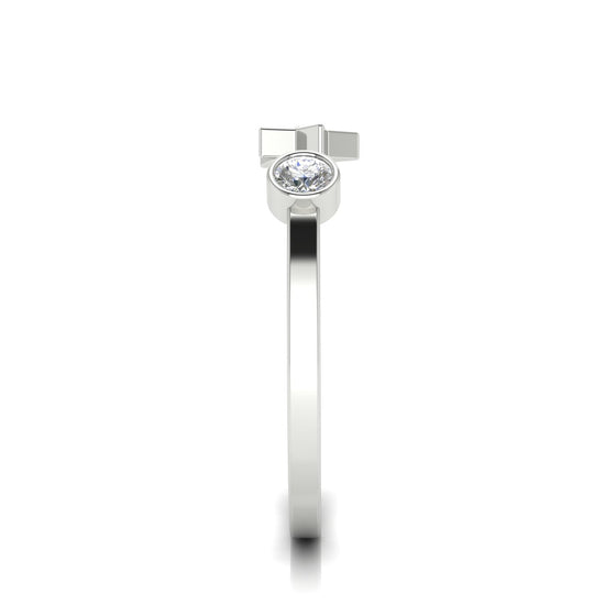 Bezel Set Open Moon And Star Moissanite Ring