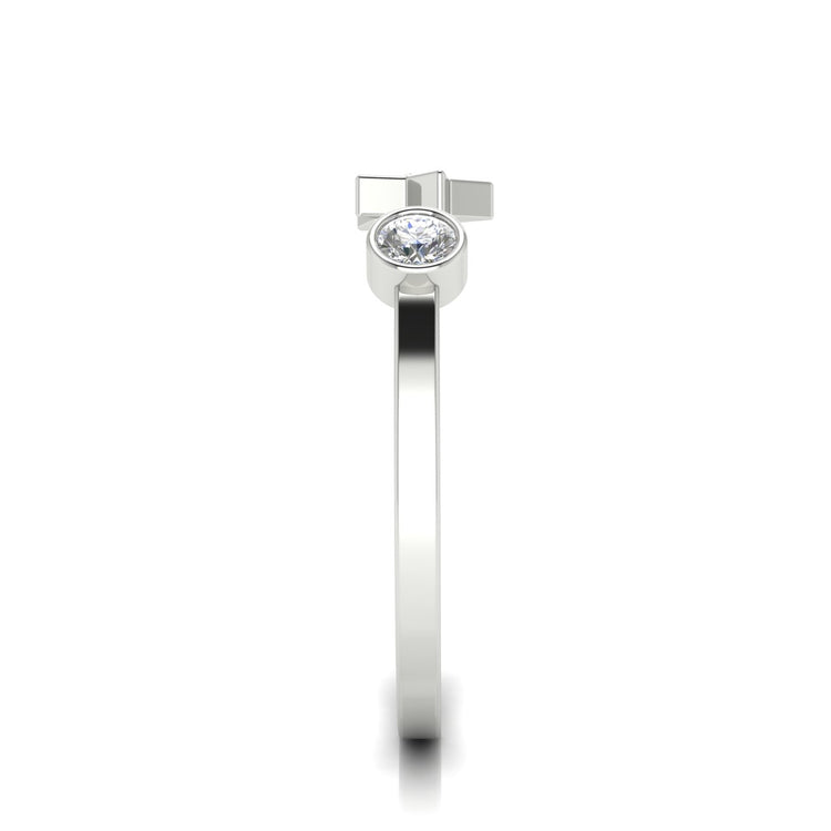 Bezel Set Open Moon And Star Moissanite Ring