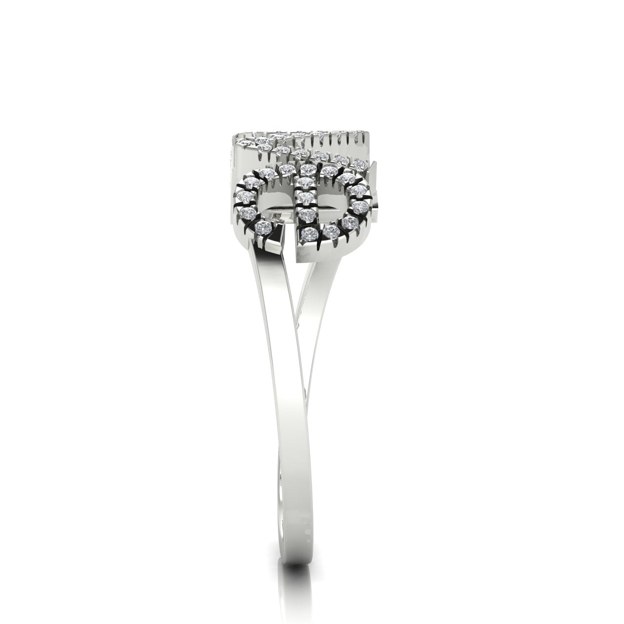 Pave Love Script Moissanite Ring