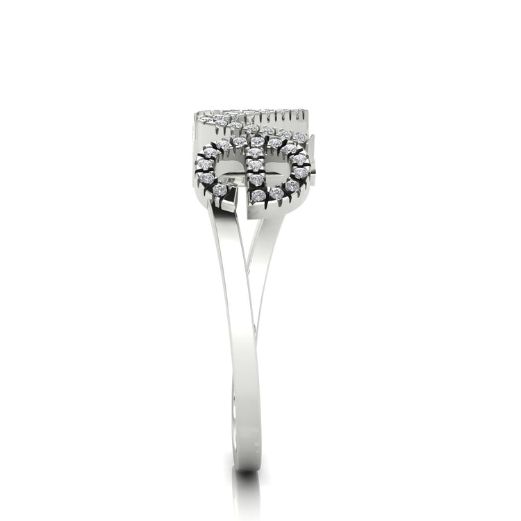 Pave Love Script Moissanite Ring