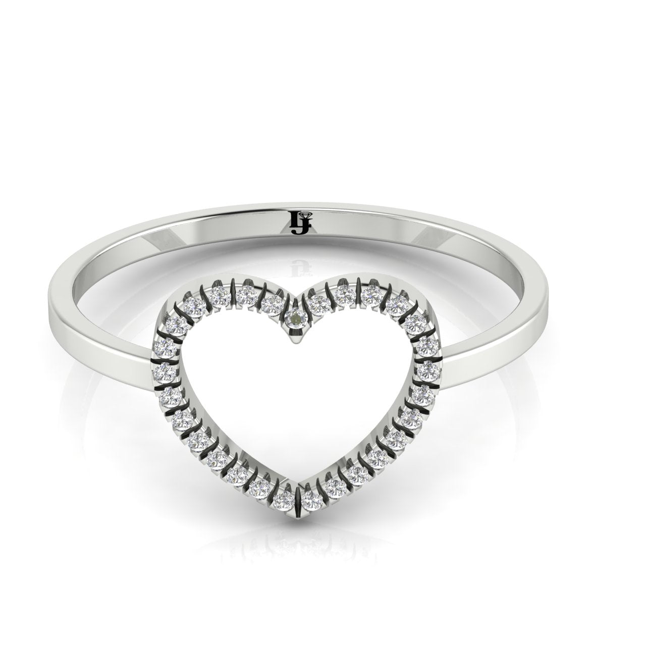 Open Heart Pave Moissanite Ring