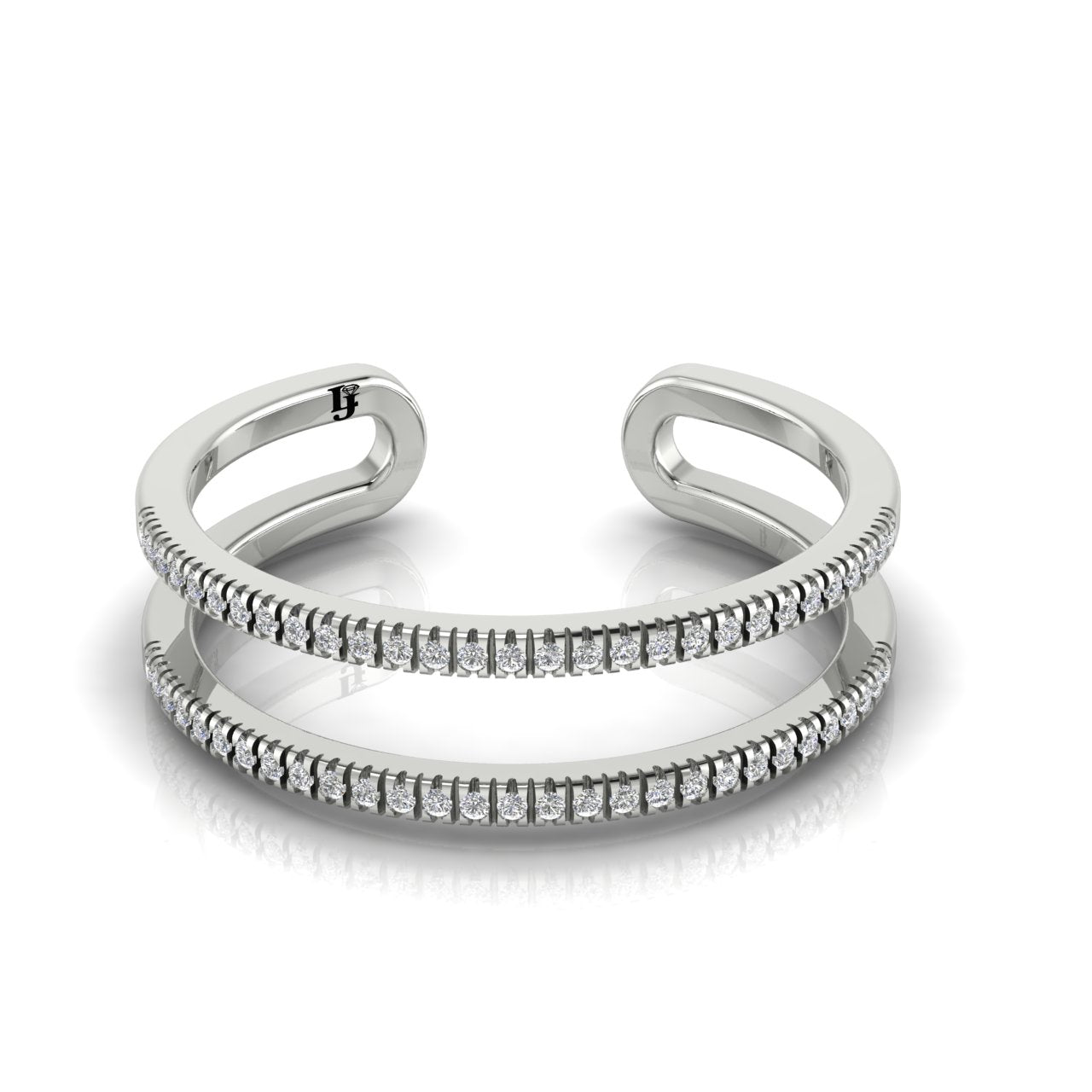 Double Row Moissanite Open Ring