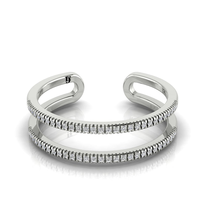 Double Row Moissanite Open Ring