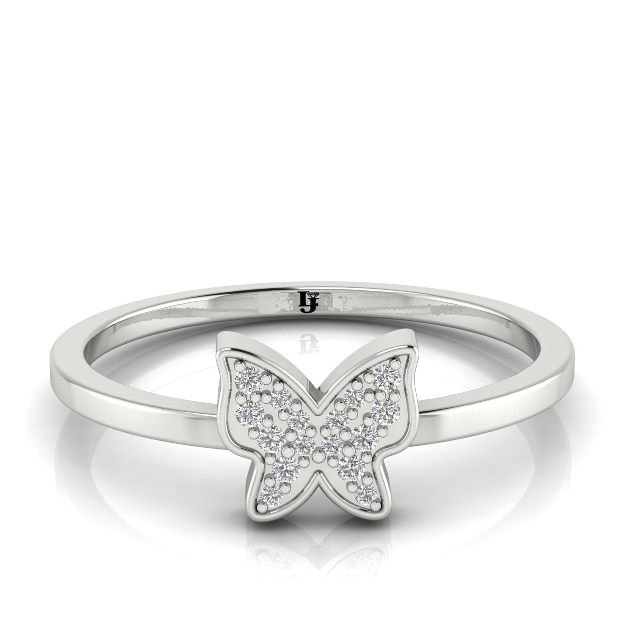 Pave Butterfly Gold Moissanite Ring