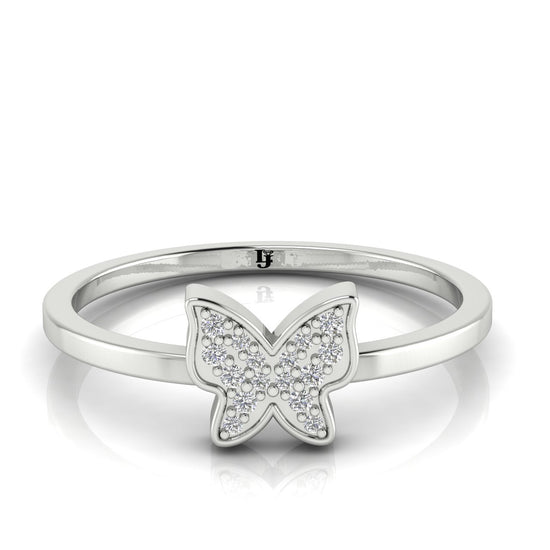 Pave Butterfly Gold Moissanite Ring