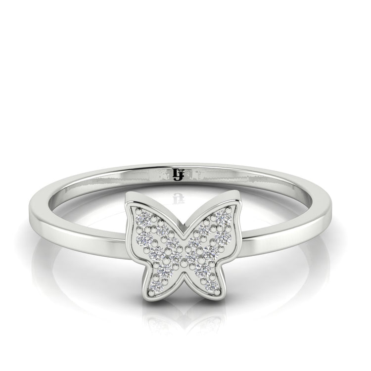 Pave Butterfly Gold Moissanite Ring