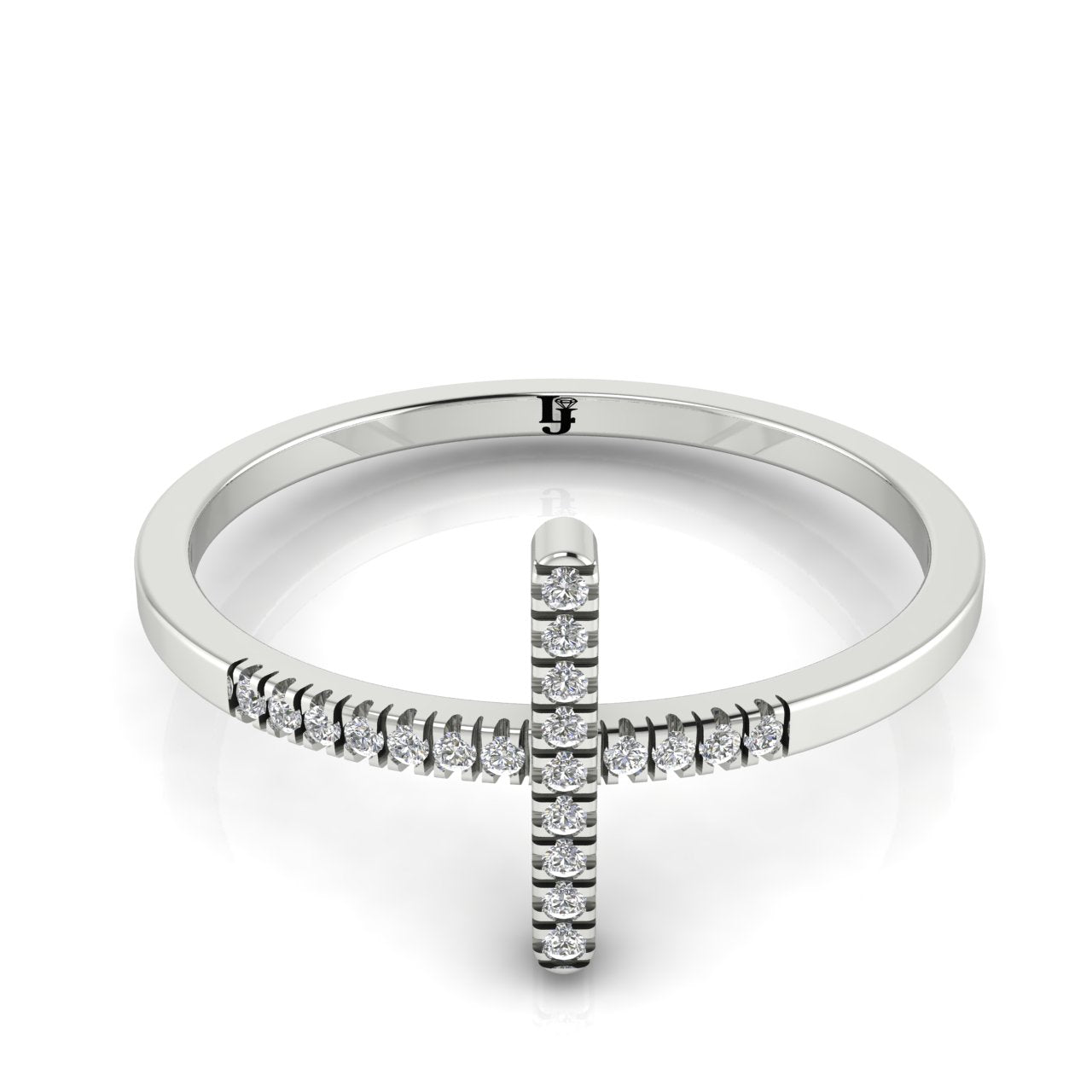 Pave Cross Moissanite Ring