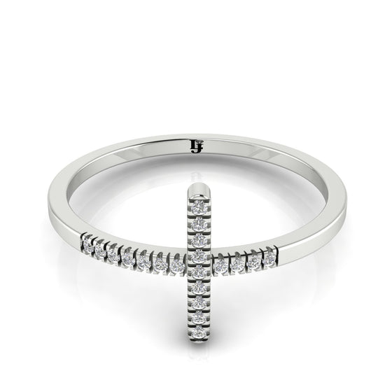 Pave Cross Moissanite Ring