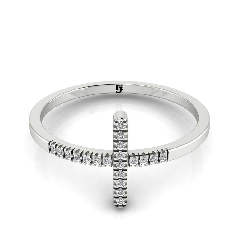 Pave Cross Moissanite Ring