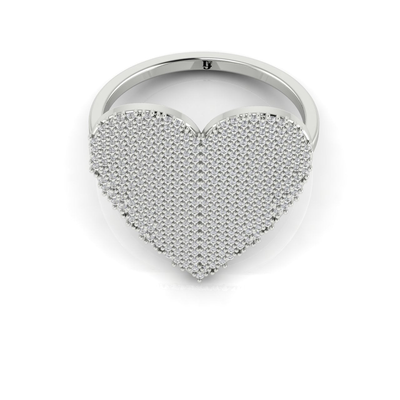 Pave Heart Moissanite Ring
