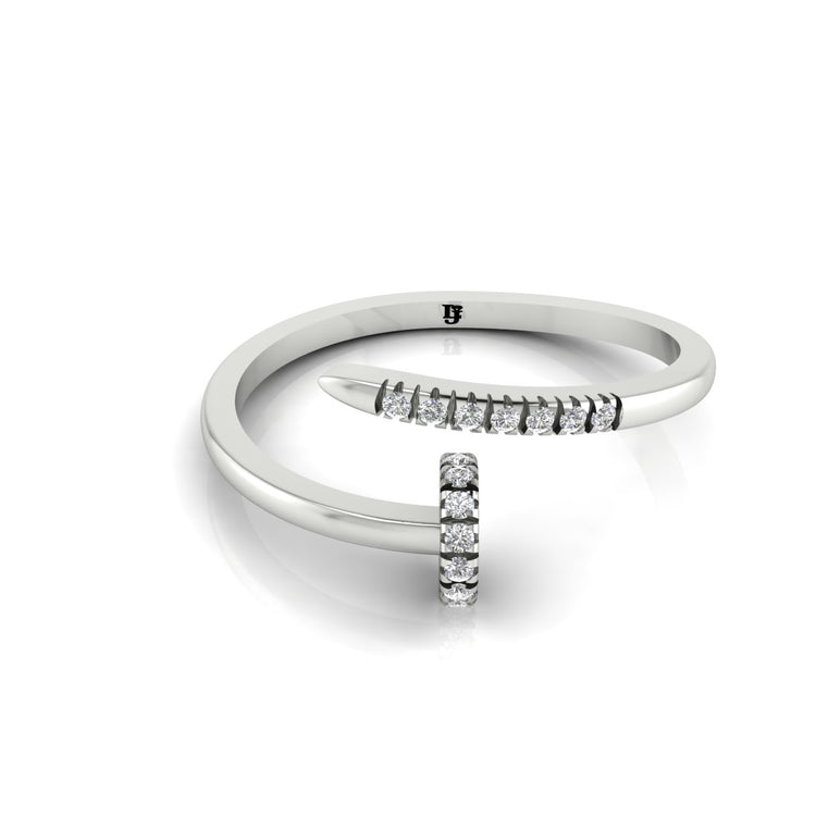 Twisted Pave Nail Moissanite Ring