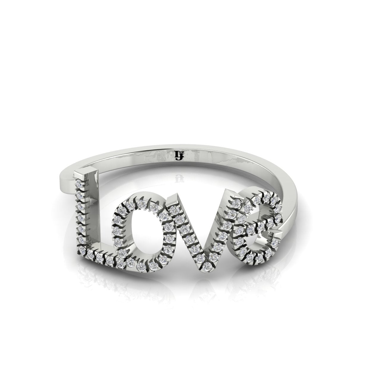 Pave Love Script Moissanite Ring