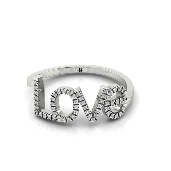 Pave Love Script Moissanite Ring