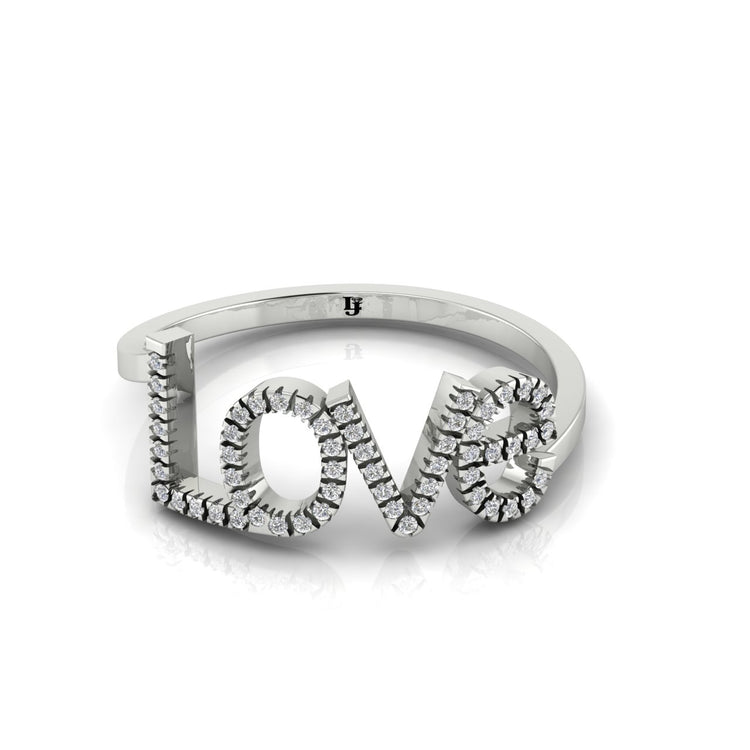 Pave Love Script Ring