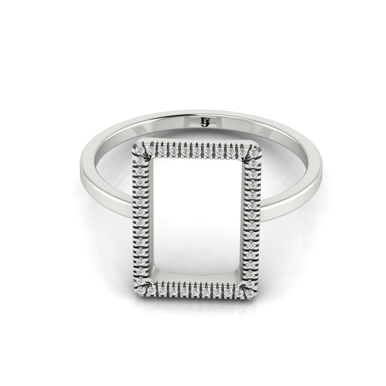 Pave Open Square Moissanite Ring