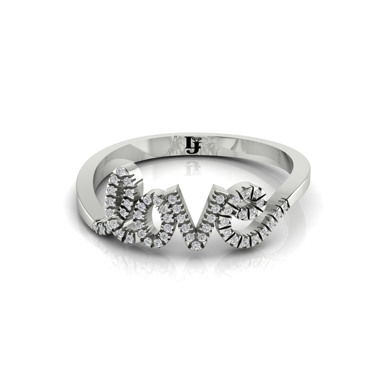 Pave Cursive Love Script Moissanite Ring