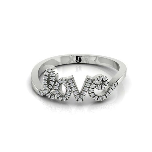 Pave Cursive Love Script Lab Diamond Ring