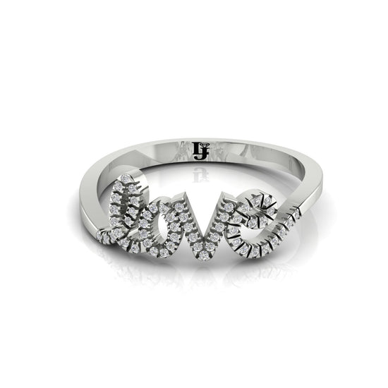 Pave Cursive Love Script Moissanite Ring
