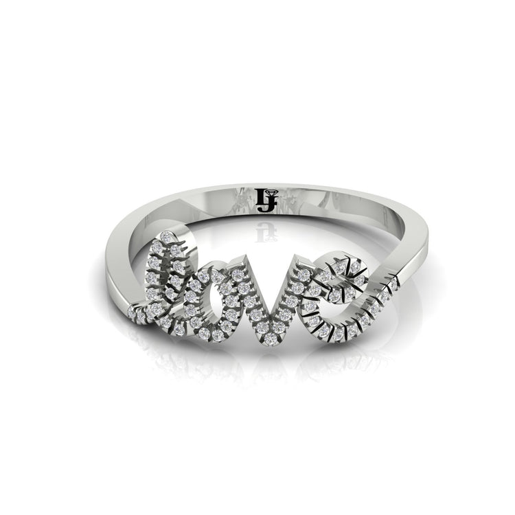 Pave Cursive Love Script Moissanite Ring