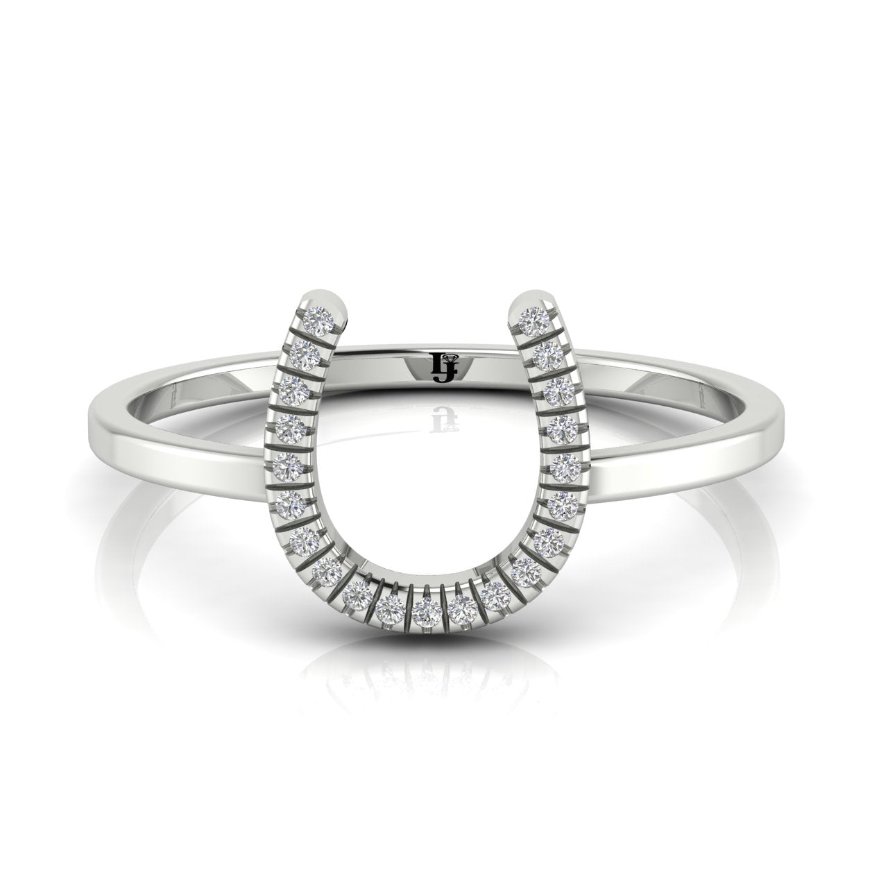 Pave Horseshoe Moissanite Ring