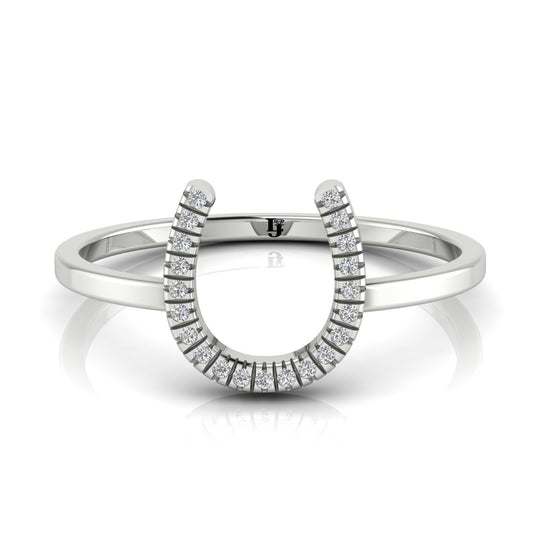 Pave Horseshoe Moissanite Ring