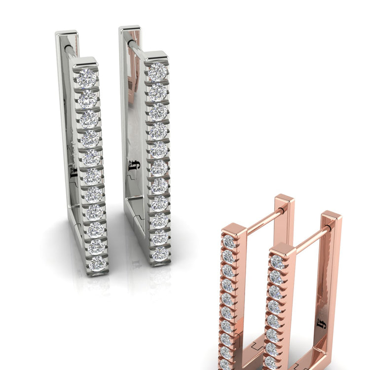 Pave Bar Set Hoop Lab Diamond Earring