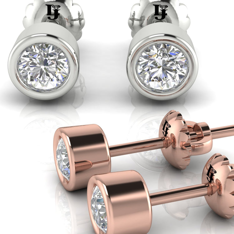 Round Bezel Set Lab Diamond Stud Earring