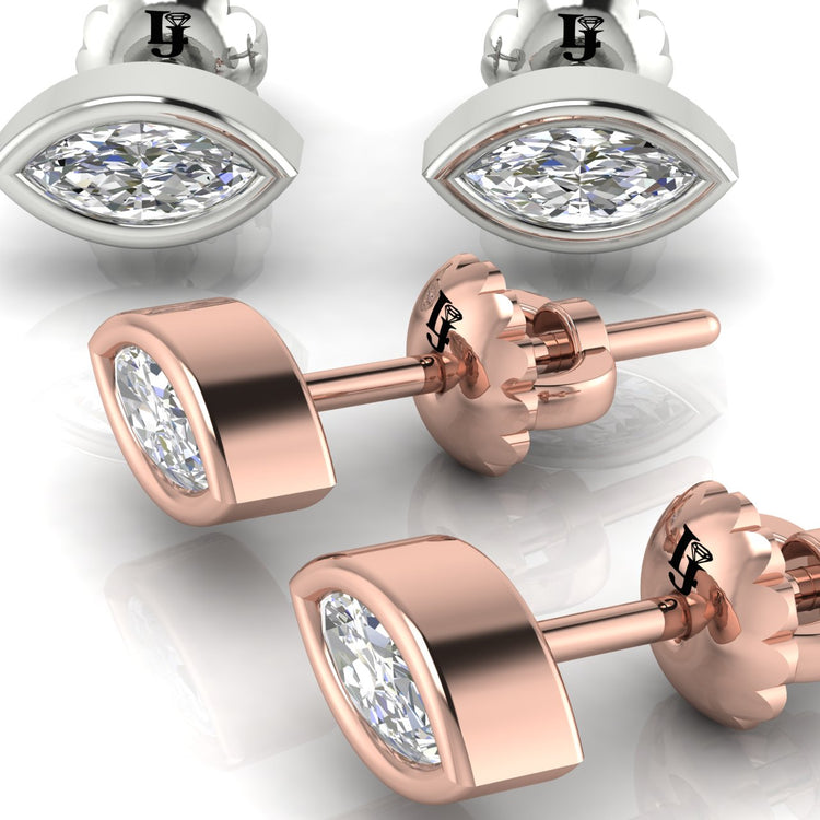 Marquise Bezel Set Moissanite Stud Earring