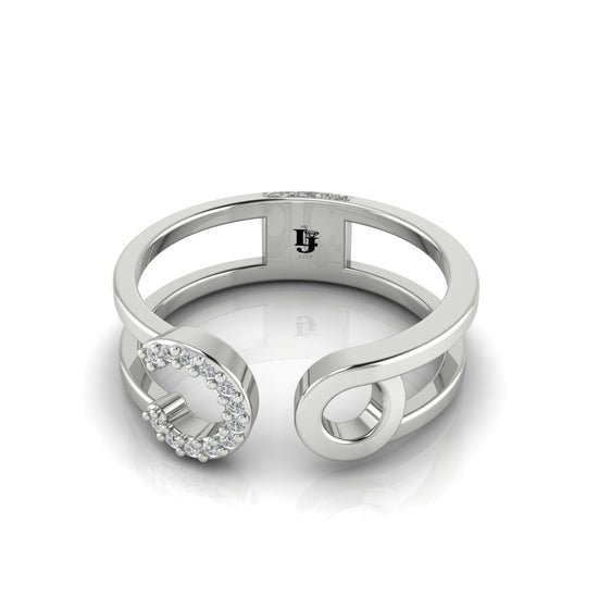 Pave Safety Pin Style Moissanite Ring