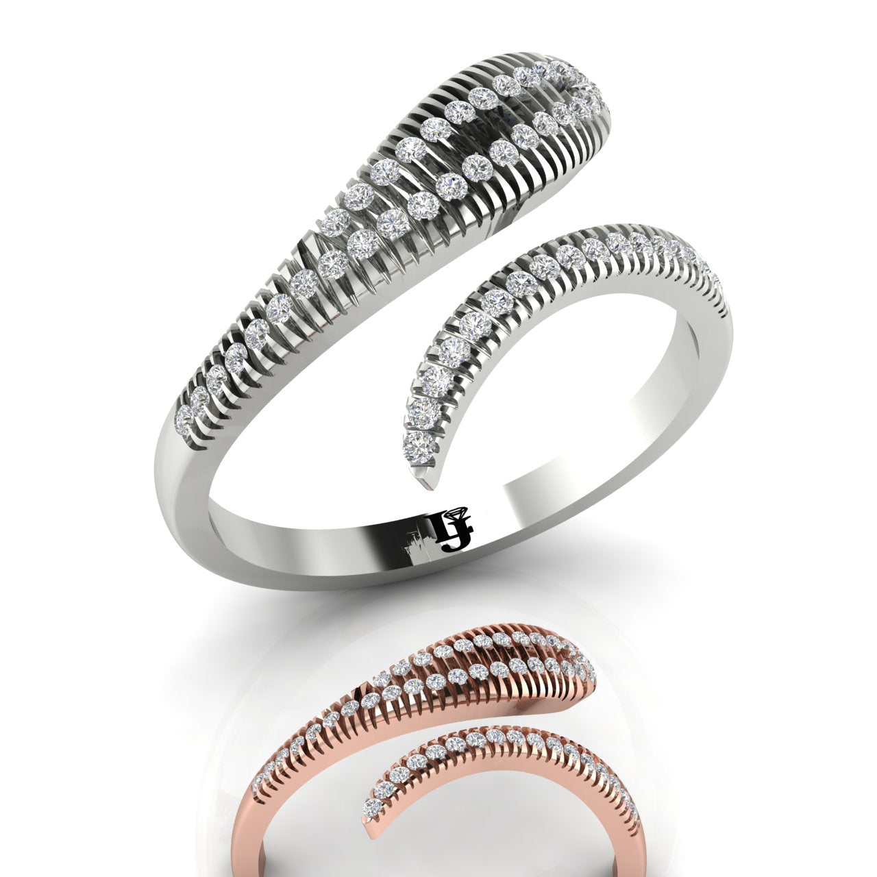 Bypass Snake Inspired Gold Moissanite Ring