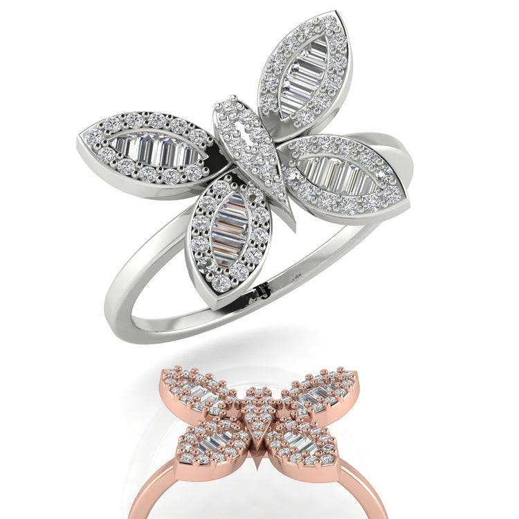 Classic Pave Butterfly Moissanite Ring