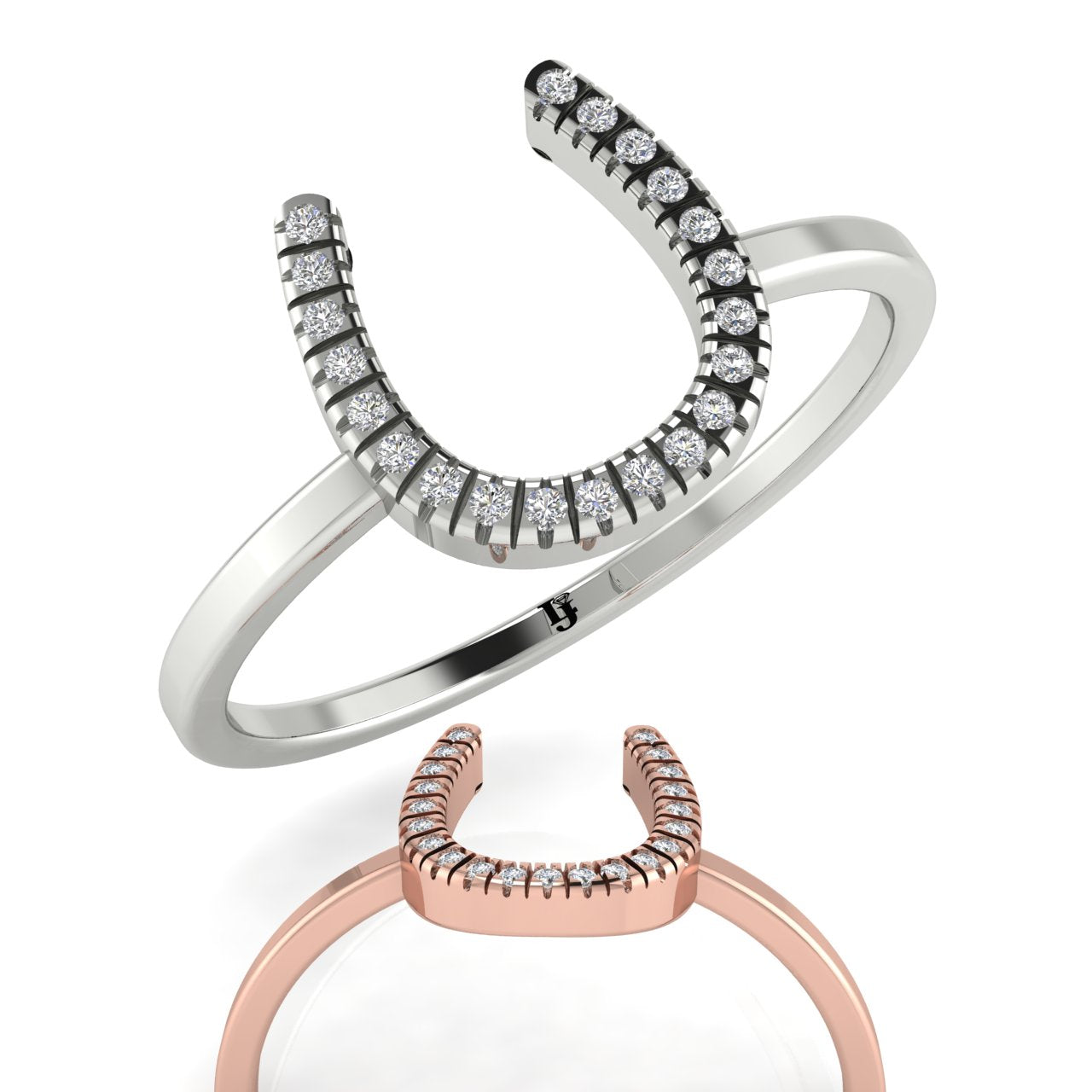 Pave Horseshoe Moissanite Ring