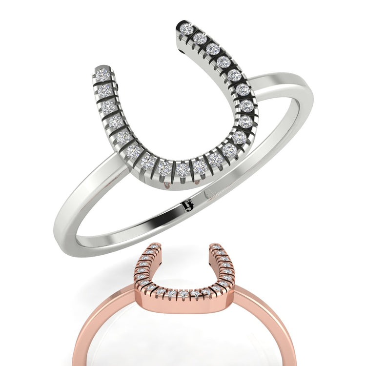 Pave Horseshoe Moissanite Ring