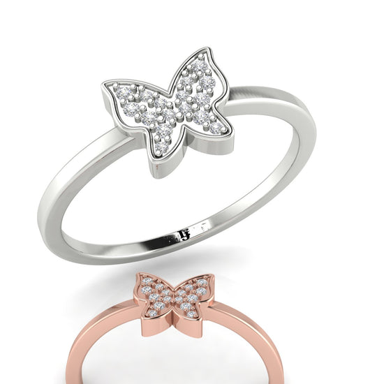 Pave Butterfly Gold Moissanite Ring