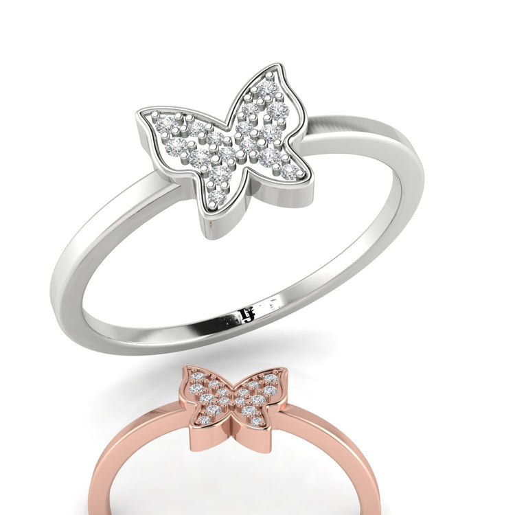 Pave Butterfly Gold Moissanite Ring