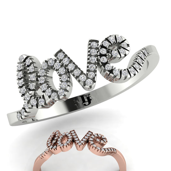 Pave Cursive Love Script Moissanite Ring