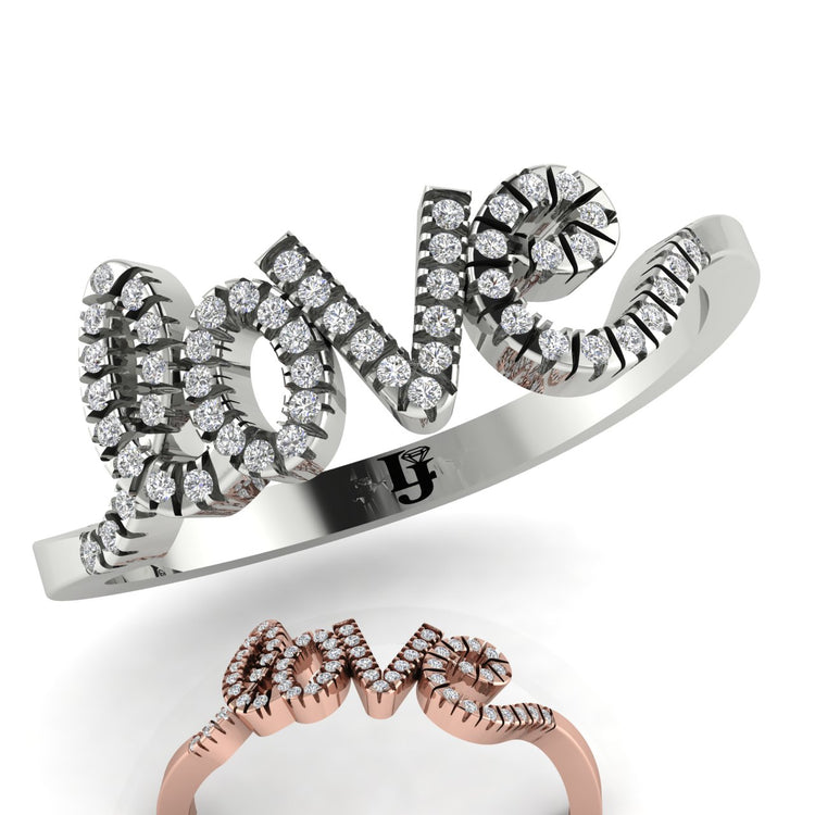 Pave Cursive Love Script Moissanite Ring