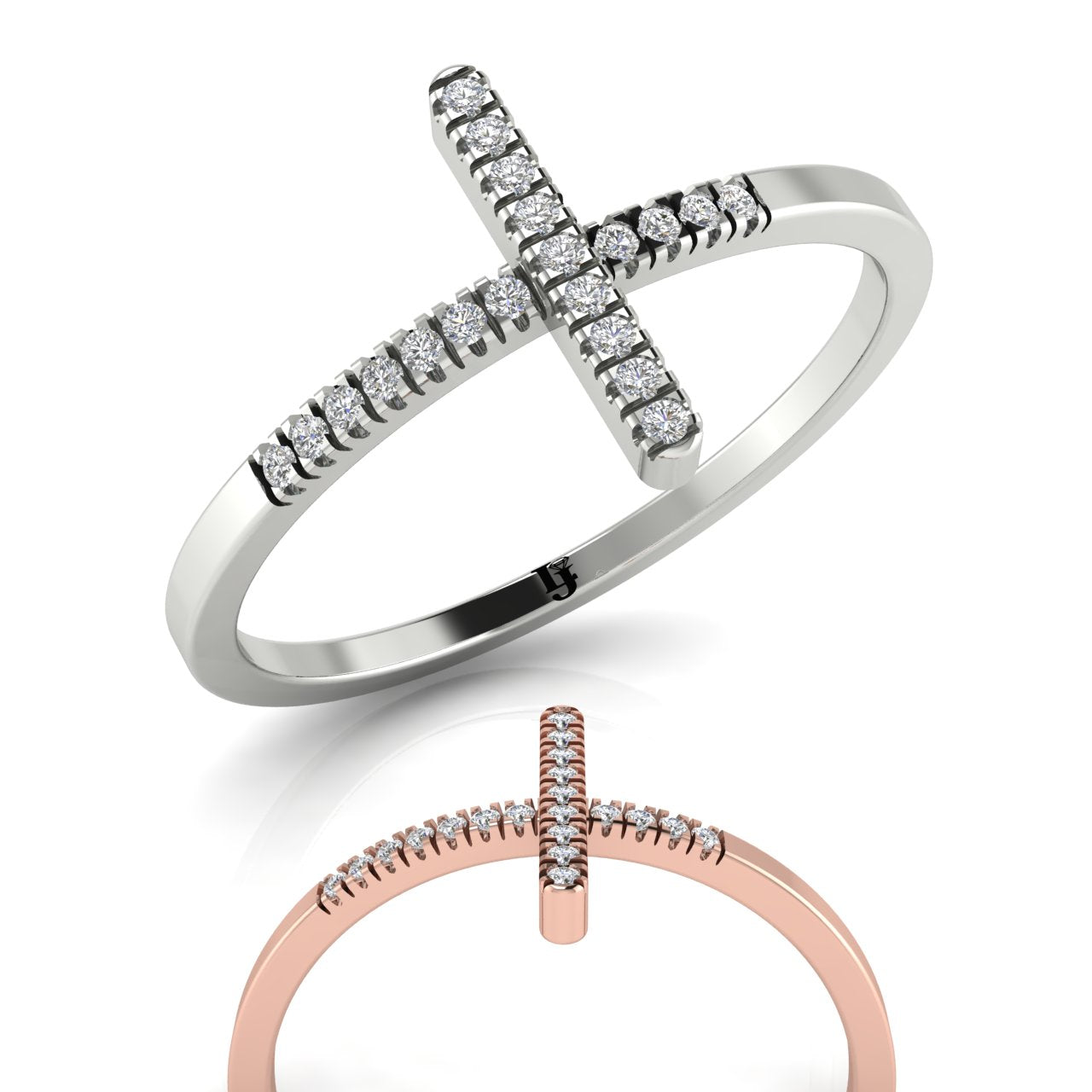 Pave Cross Moissanite Ring