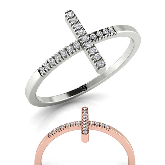Pave Cross Moissanite Ring