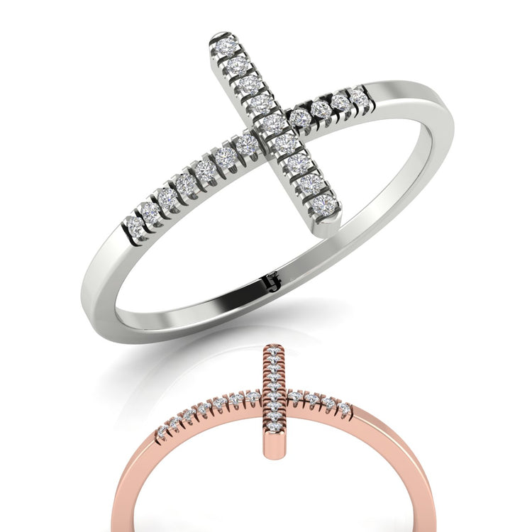 Pave Cross Moissanite Ring