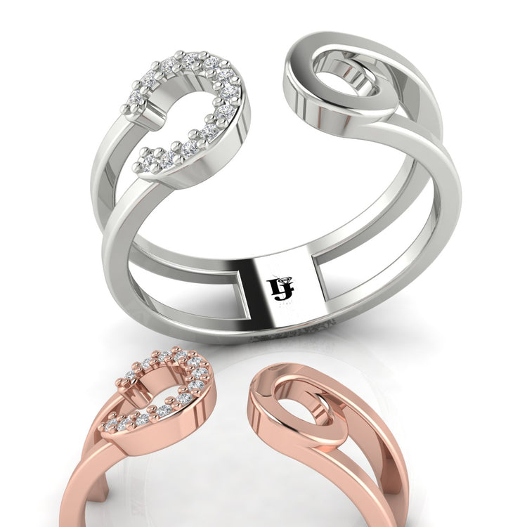 Pave Safety Pin Style Moissanite Ring