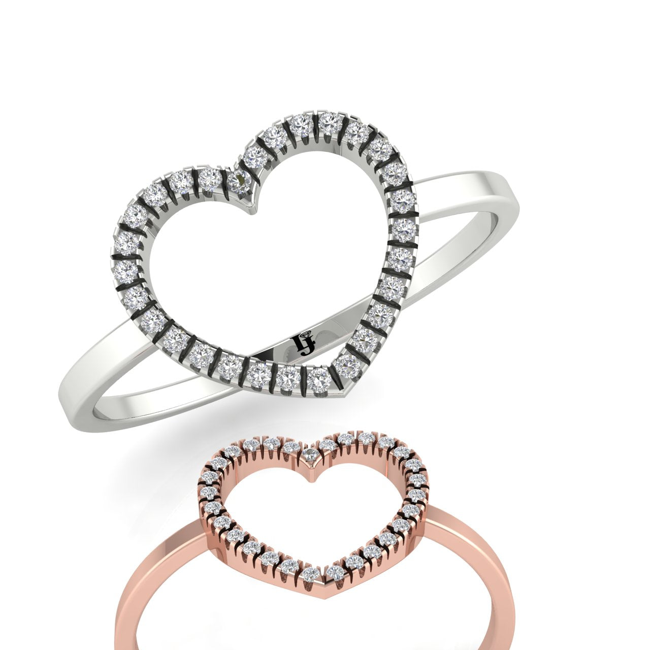 Open Heart Pave Moissanite Ring