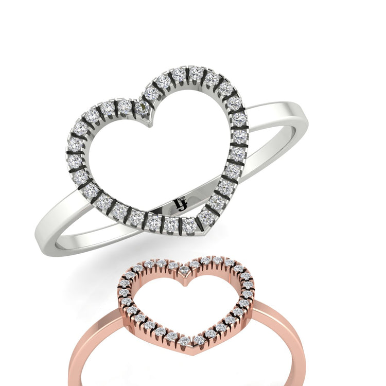 Open Heart Pave Moissanite Ring