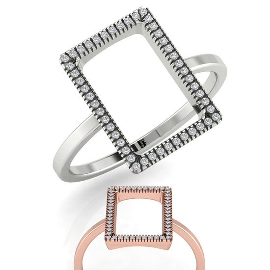 Pave Open Square Moissanite Ring