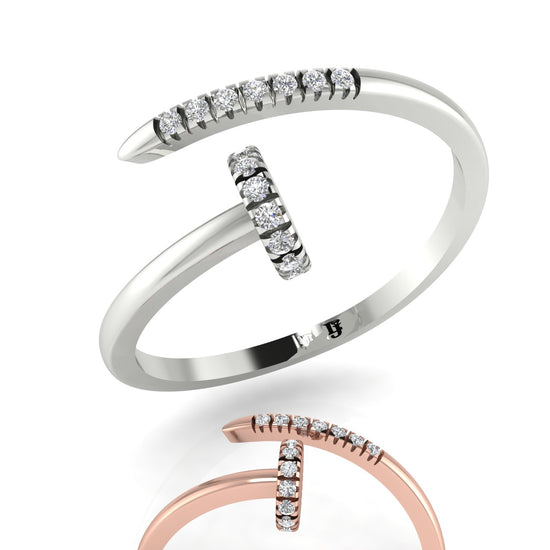 Twisted Pave Nail Moissanite Ring