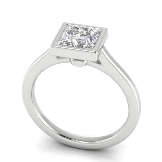Floating Bezel Princess Cut Lab Diamond Engagement Ring