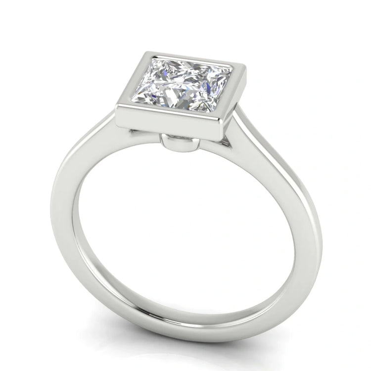 Floating Bezel Princess Cut Lab Diamond Engagement Ring