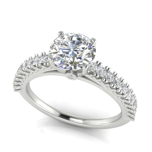Floating Pave Round Cut Lab Diamond Engagement Ring