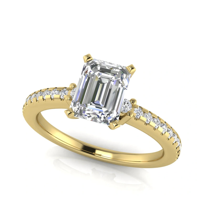 Floating Shoulder Emerald Cut Lab Diamond Engagement Ring